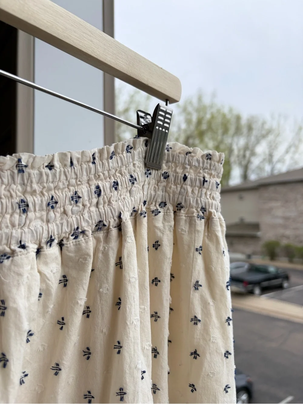 🆕✨Lucky Brand Boho Tiered Midi Skirt Cream Smocked Waist XL Cottagecore Peasant - Picture 7 of 17